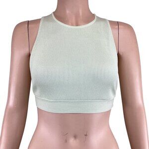Bershka Ribbed Mint Green Crop Top Size SMall Womens Pale Green‎